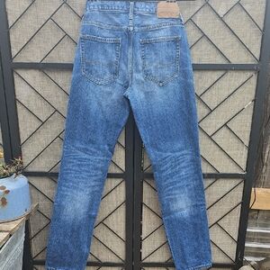American Eagle Outfitters Blue Straight-Leg Jeans with Gradient Tones
